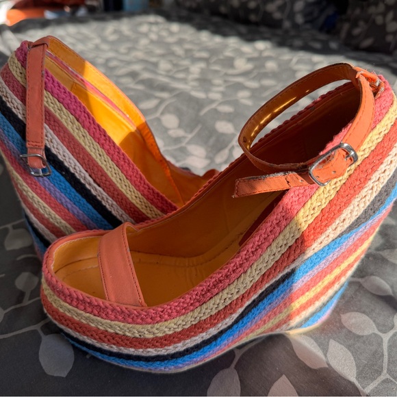 Colorful Striped Wedge Sandals - Picture 4 of 13